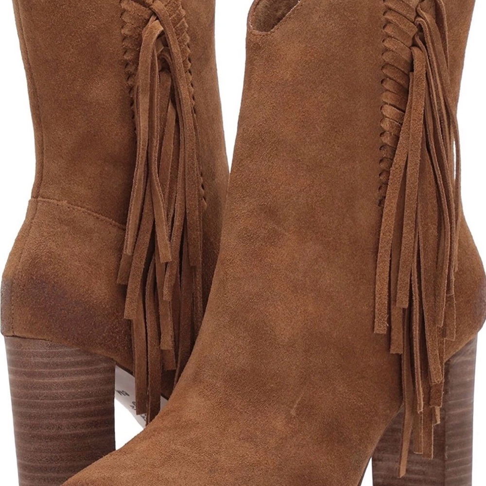 Charles By Charles David Brown Fringe Heeled Boots
